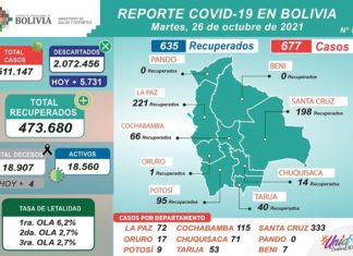 Bolivia reporta 677 nuevos casos de COVID-19 y 635 recuperados reporte-civid-bolivia-