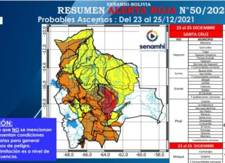 Senamhi emite alerta roja para cinco ríos de Santa Cruz que tendrán ascensos de caudal senhami-emite-alerta-naranja