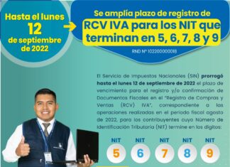 SIN amplía plazo de registro en el RCV IVA para NIT que terminan en 5, 6, 7, 8 y 9 servicio-de-impuestos-nacionales-plazo-