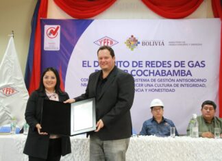 YPFB Redes de Gas Cochabamba recibe Certificación ISO 37001 ypfb-certificacion-